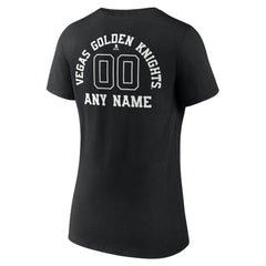 NHL,Custom Vegas Golden Knights Women's Personalized Name & Number Monochrome V-Neck T-Shirt - Black