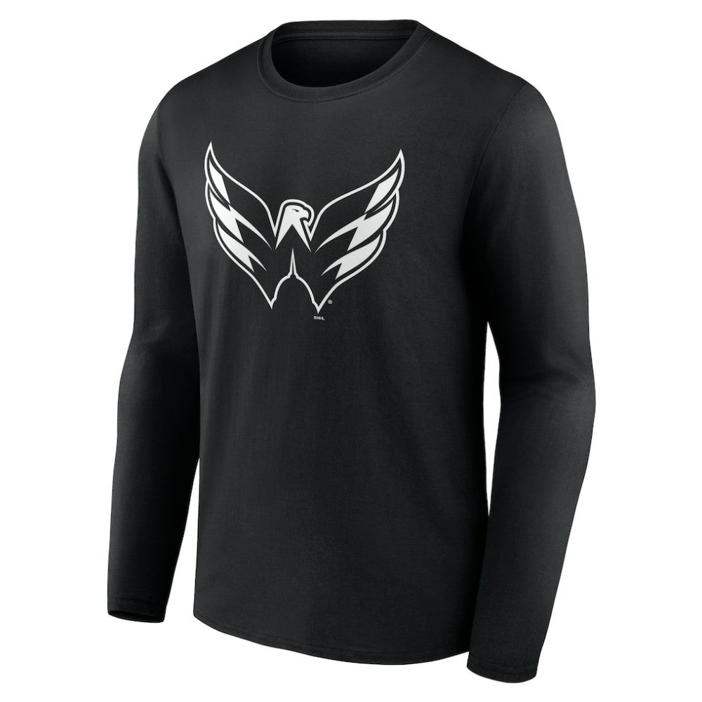 NHL,Custom Washington Capitals Personalized Name & Number Monochrome Long Sleeve T-Shirt - Black