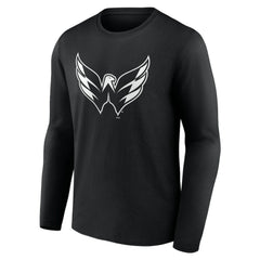 NHL,Custom Washington Capitals Personalized Name & Number Monochrome Long Sleeve T-Shirt - Black