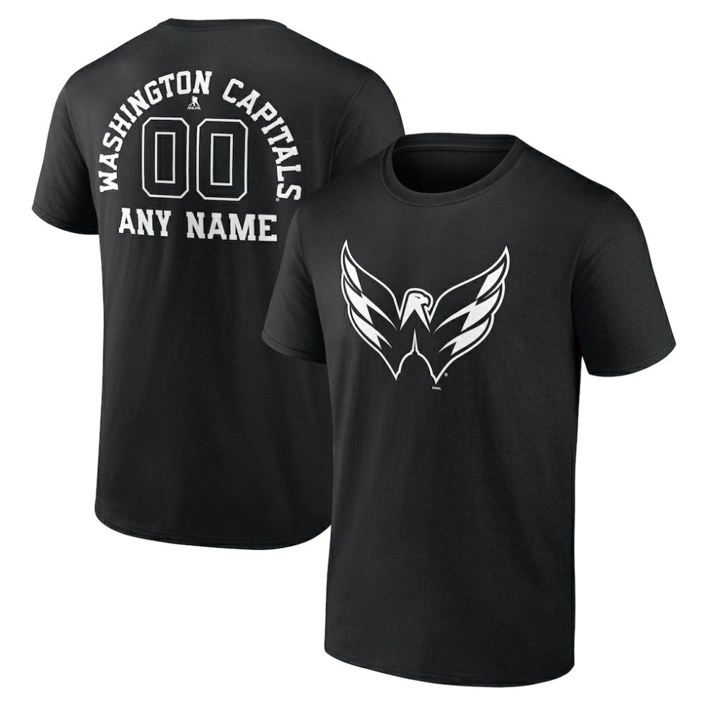 NHL,Custom Washington Capitals Personalized Name & Number Monochrome T-Shirt - Black