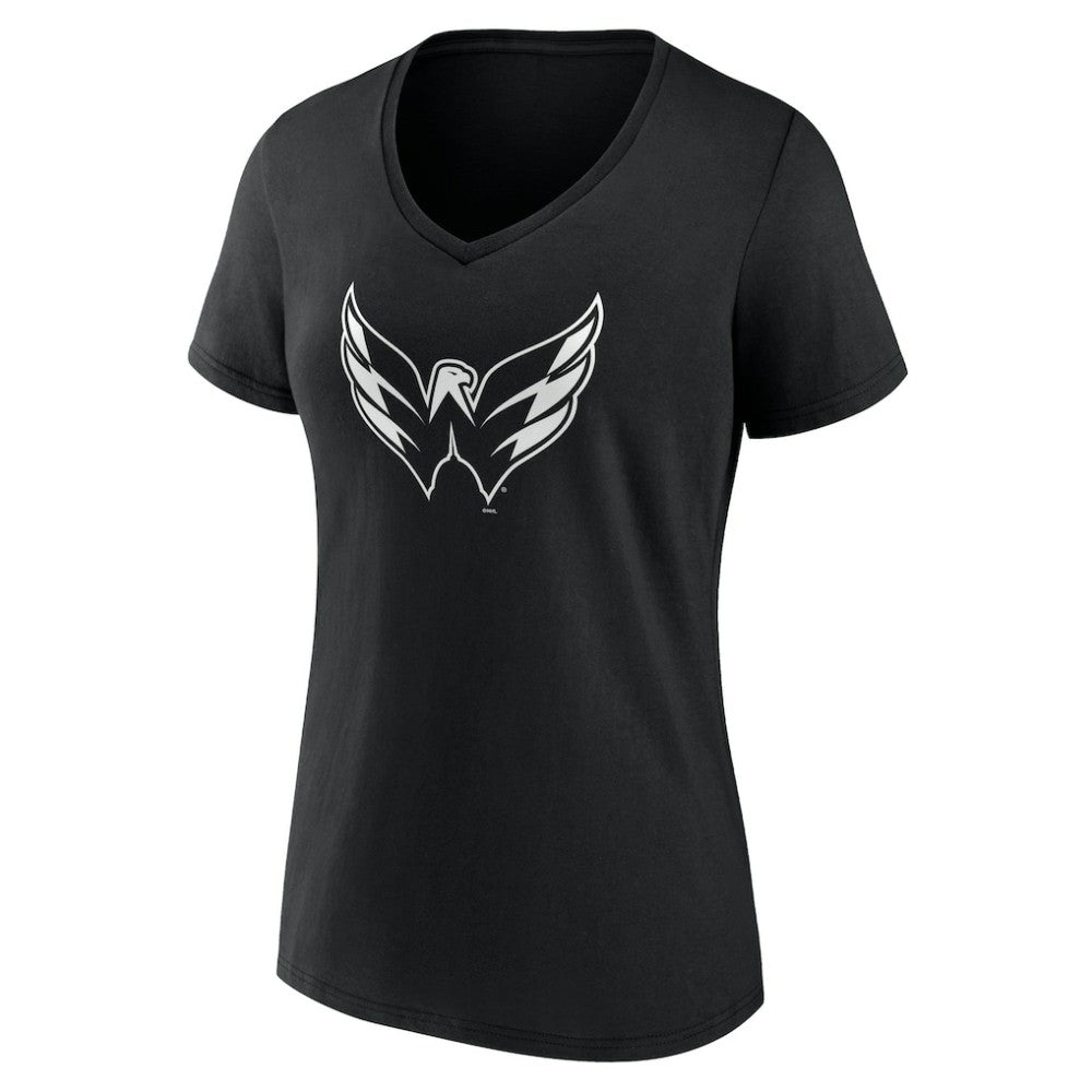 NHL,Custom Washington Capitals Women's Personalized Name & Number Monochrome V-Neck T-Shirt - Black