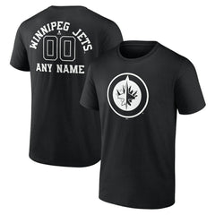 NHL,Custom Winnipeg Jets Personalized Name & Number Monochrome T-Shirt - Black