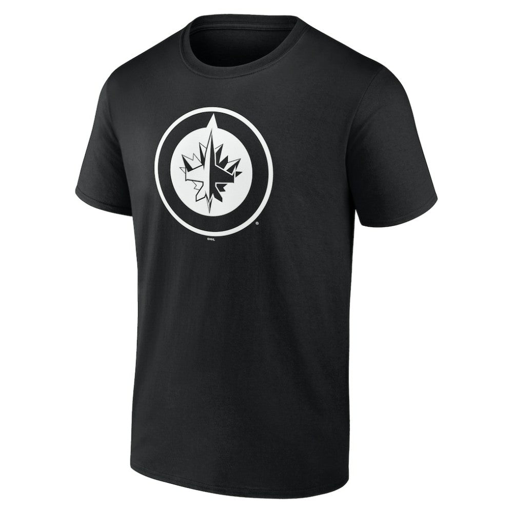 NHL,Custom Winnipeg Jets Personalized Name & Number Monochrome T-Shirt - Black