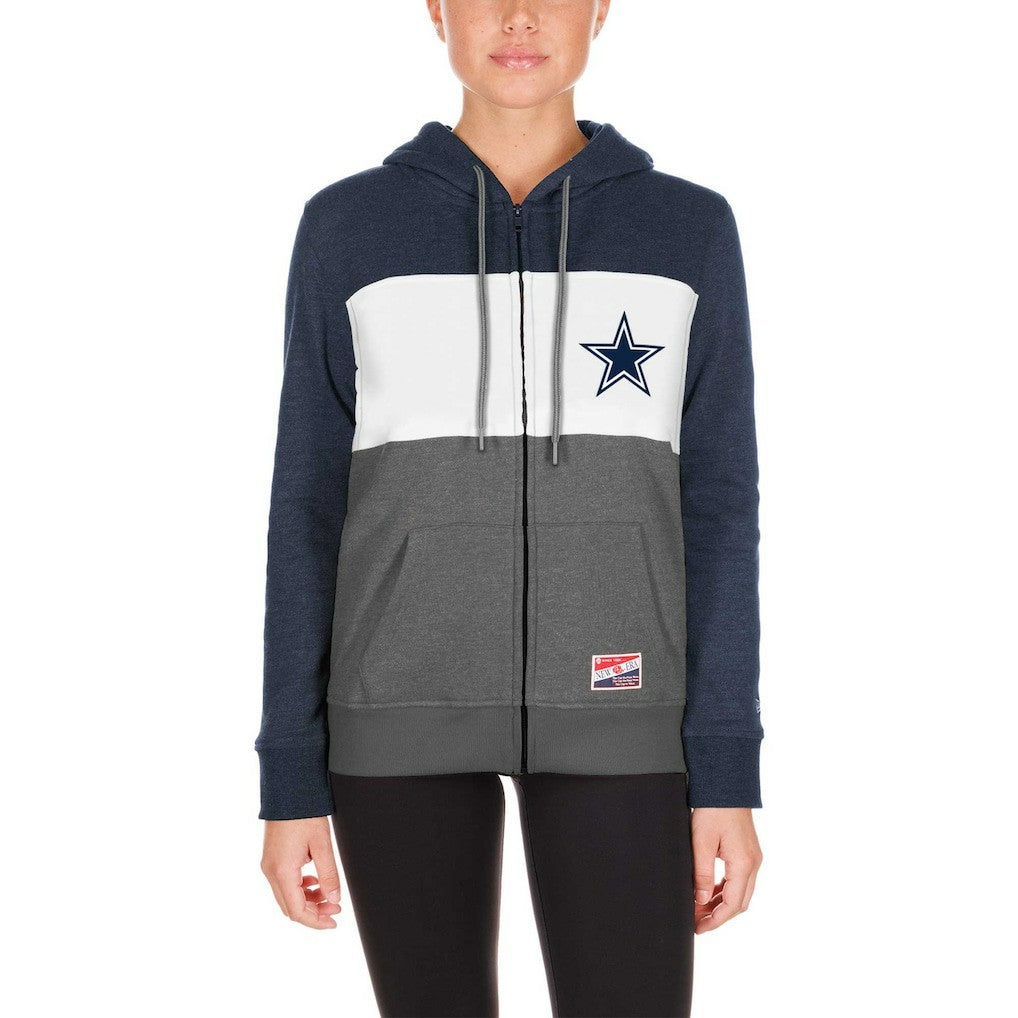 Dallas Cowboys New Era Women's Color-Block Full-Zip Hoodie Gray