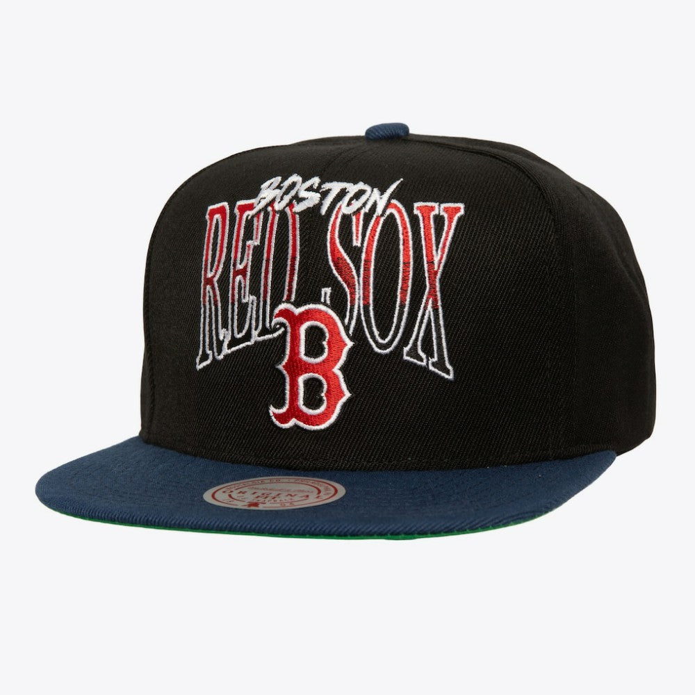 Boston Red Sox Mitchell & Ness Rise Up Snapback Hat - Black Hats