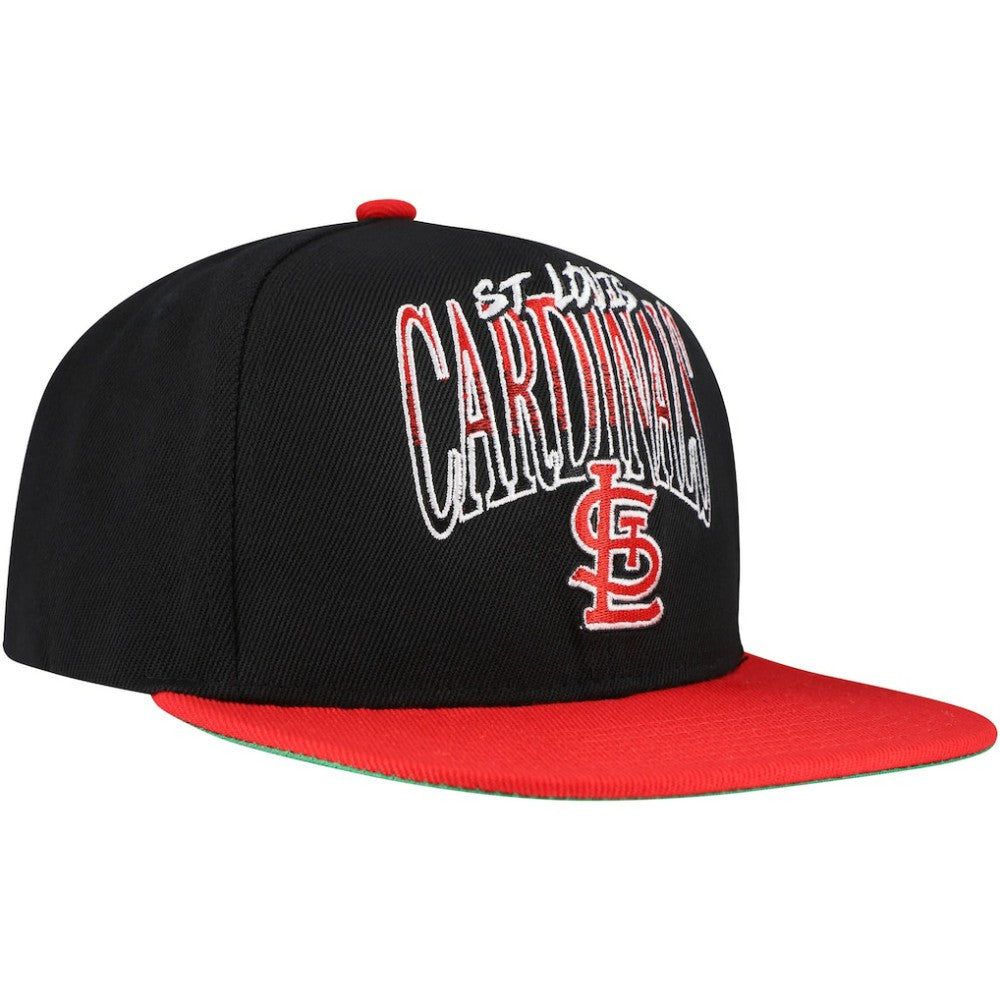 St. Louis Cardinals Mitchell & Ness Rise Up Snapback Hat - Black Hats