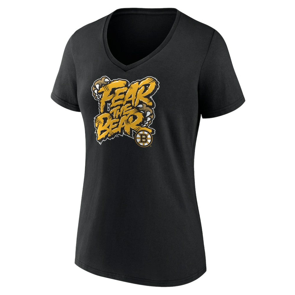 NHL Boston Bruins Women's Native V-Neck T-Shirt - Black