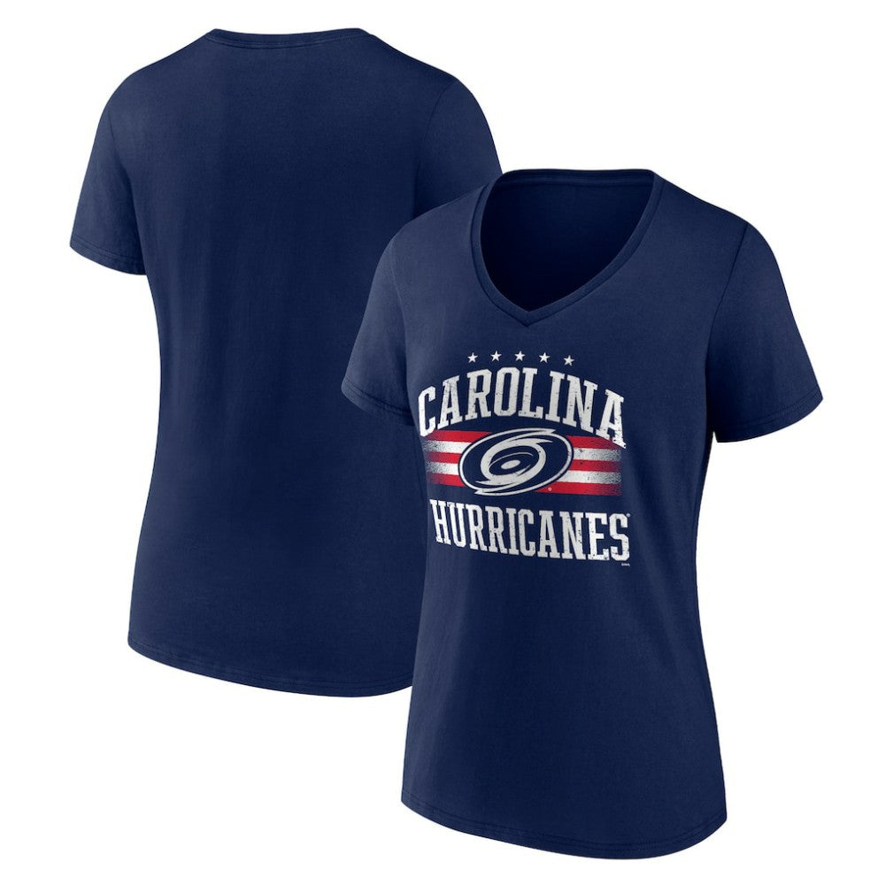 NHL Carolina Hurricanes Women's Americana Team V-Neck T-Shirt - Navy