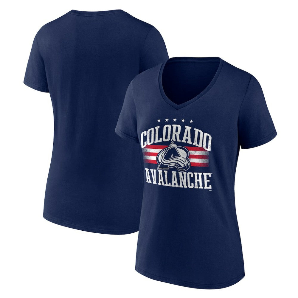 NHL Colorado Avalanche Women's Americana Team V-Neck T-Shirt - Navy
