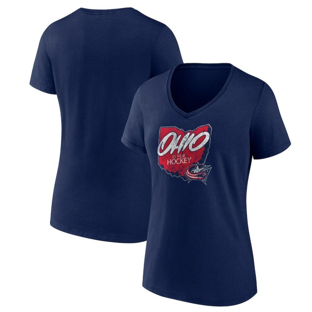 NHL Columbus Blue Jackets Women's Native V-Neck T-Shirt - Navy