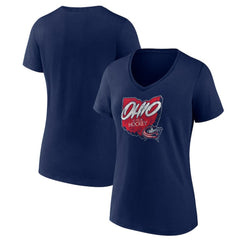NHL Columbus Blue Jackets Women's Native V-Neck T-Shirt - Navy