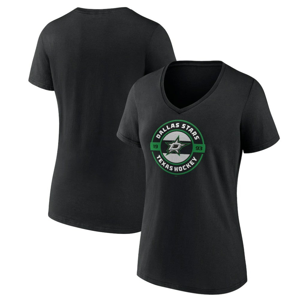 NHL Dallas Stars Women's Native V-Neck T-Shirt - Black