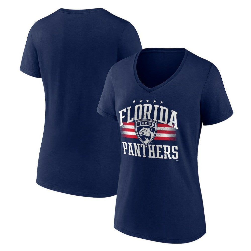 NHL Florida Panthers Women's Americana Team V-Neck T-Shirt - Navy