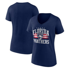 NHL Florida Panthers Women's Americana Team V-Neck T-Shirt - Navy