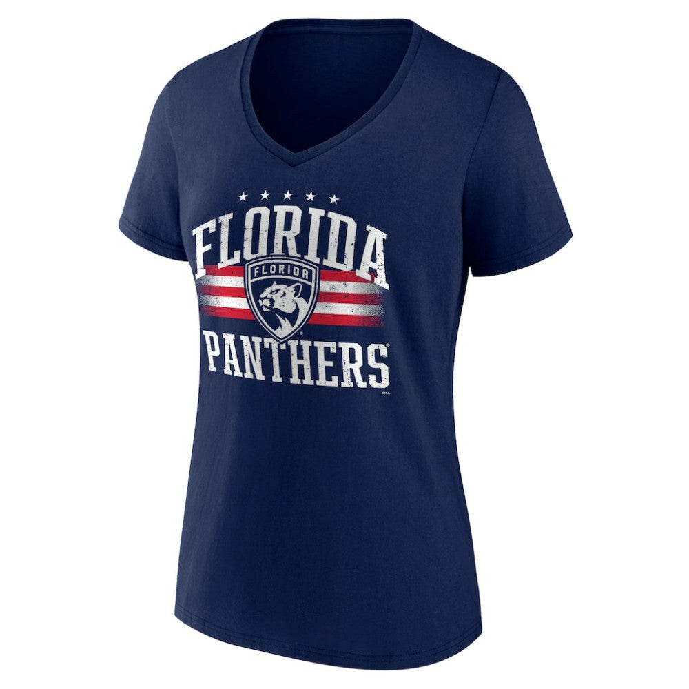 NHL Florida Panthers Women's Americana Team V-Neck T-Shirt - Navy
