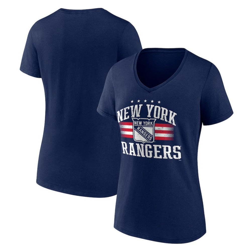 NHL New York Rangers Women's Americana Team V-Neck T-Shirt - Navy
