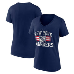 NHL New York Rangers Women's Americana Team V-Neck T-Shirt - Navy