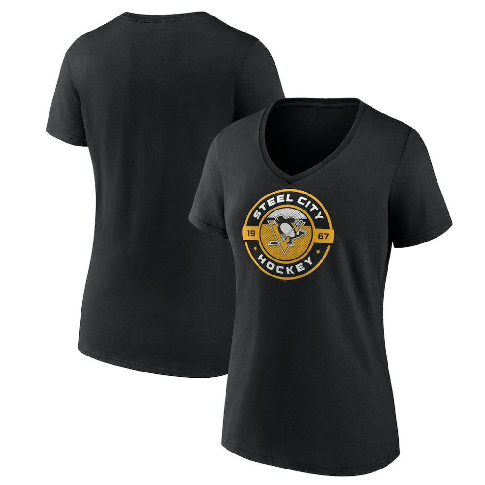NHL Pittsburgh Penguins Women's Native V-Neck T-Shirt - Black