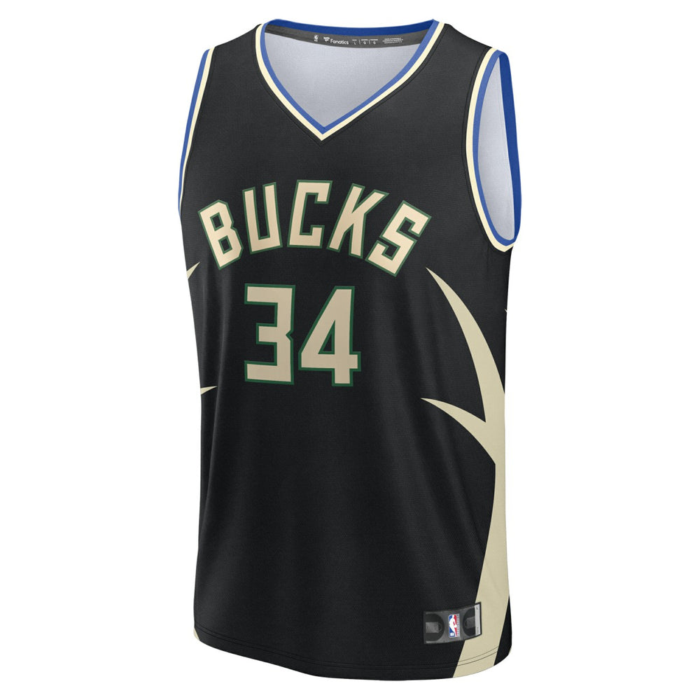 Giannis Antetokounmpo Milwaukee Bucks Fast Break Replica Player Jersey Statement Edition Black