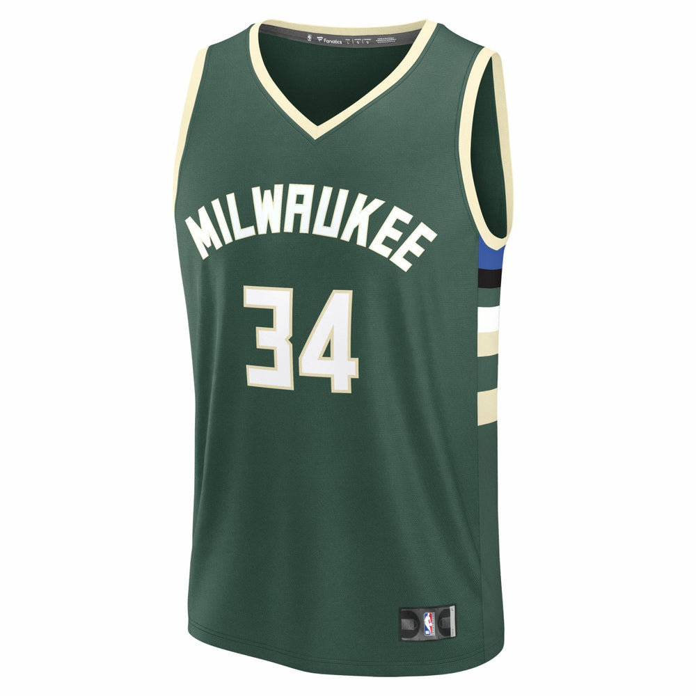Giannis Antetokounmpo Milwaukee Bucks Youth Fast Break Replica Player Jersey Icon Edition Hunter Green