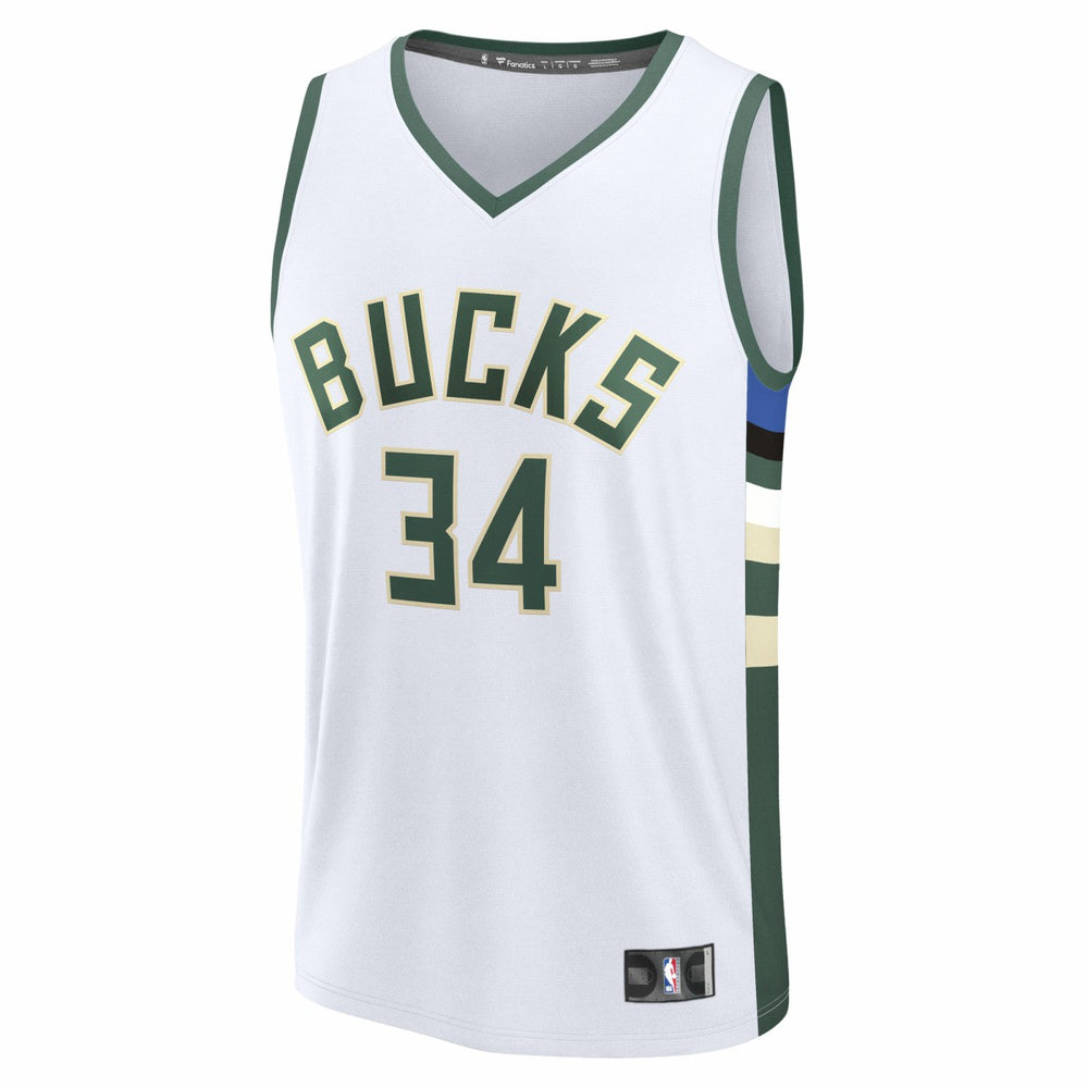 Giannis Antetokounmpo Milwaukee Bucks Youth Fast Break Replica Player Jersey Association Edition White