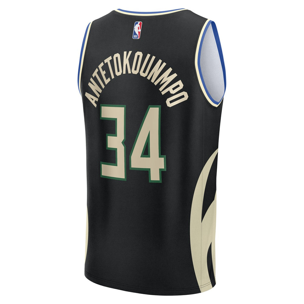 Giannis Antetokounmpo Milwaukee Bucks Youth Fast Break Replica Player Jersey Statement Edition Black
