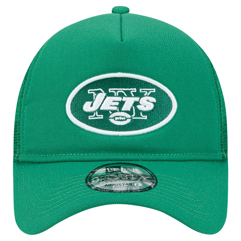 New York Jets New Era 9FORTY A-Frame Trucker Adjustable Hat Green