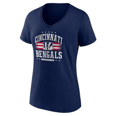 Cincinnati Bengals Women's Americana Team V-Neck T-Shirt Navy