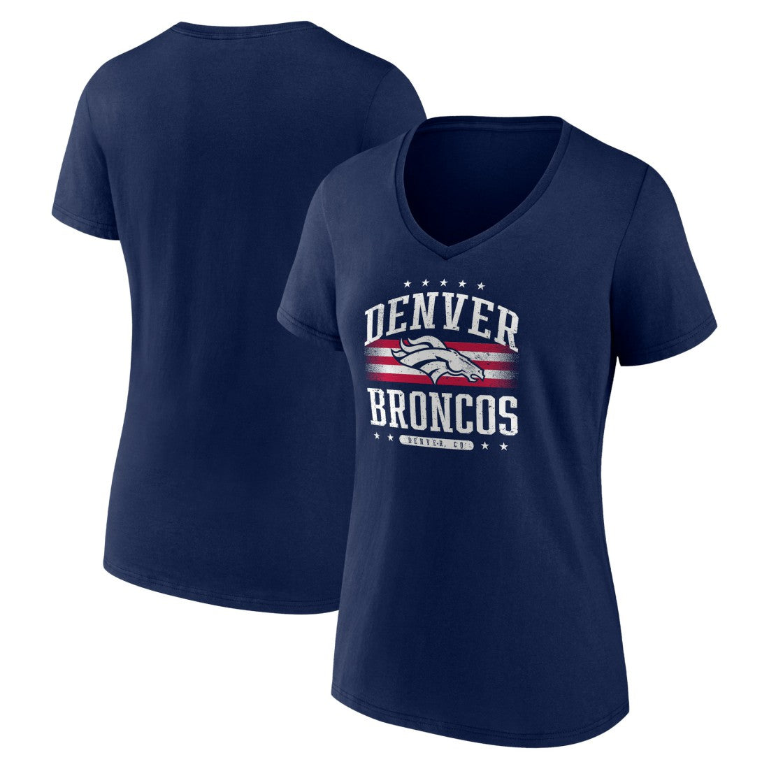 Denver Broncos Women's Americana Team V-Neck T-Shirt Navy