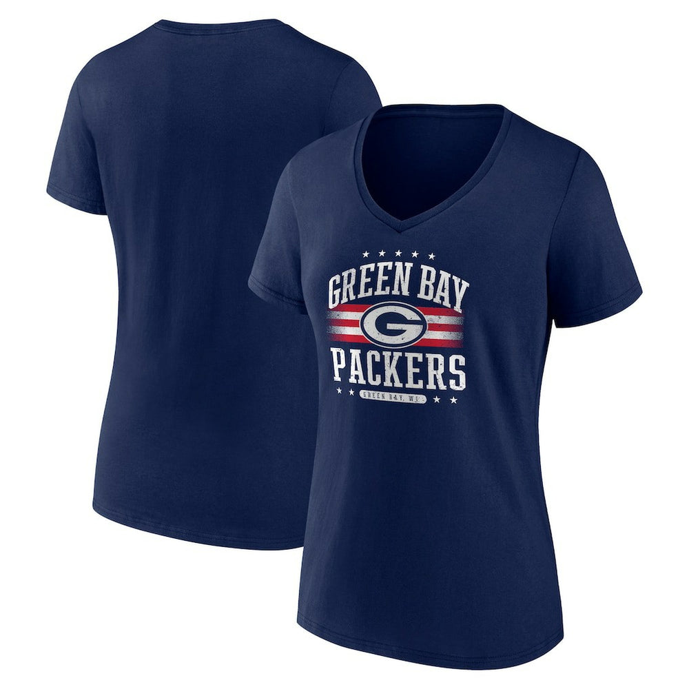 Green Bay Packers Women's Americana Team V-Neck T-Shirt Navy