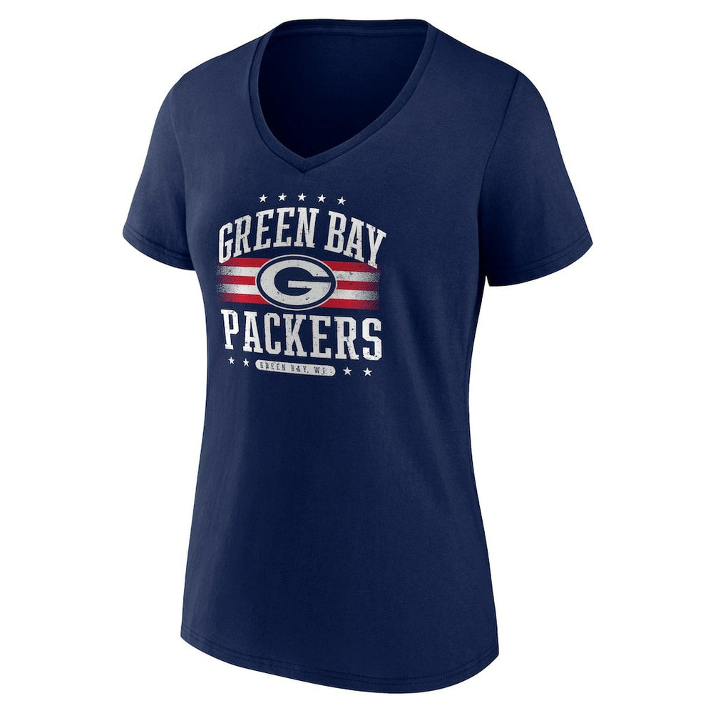 Green Bay Packers Women's Americana Team V-Neck T-Shirt Navy