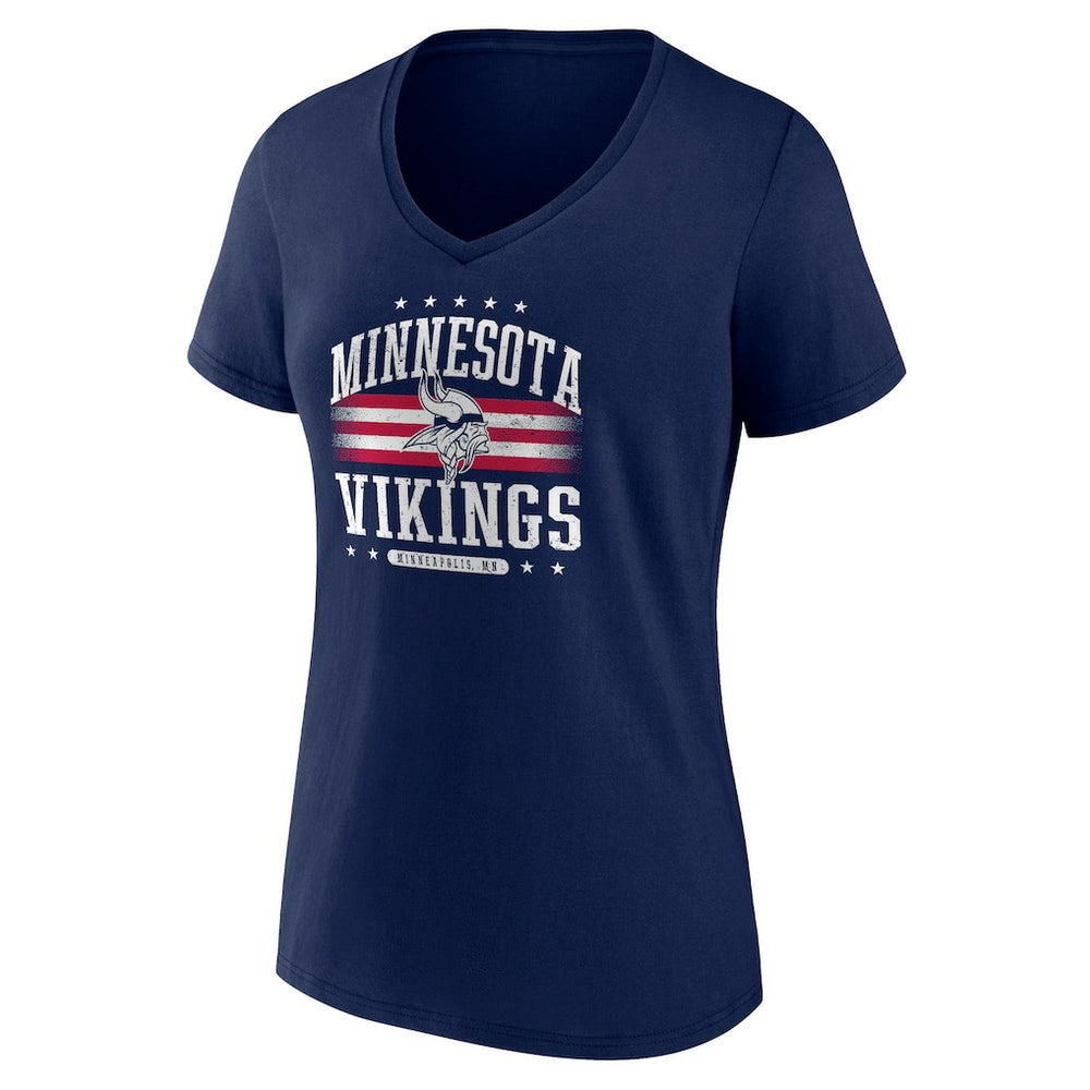 Minnesota Vikings Women's Americana Team V-Neck T-Shirt Navy