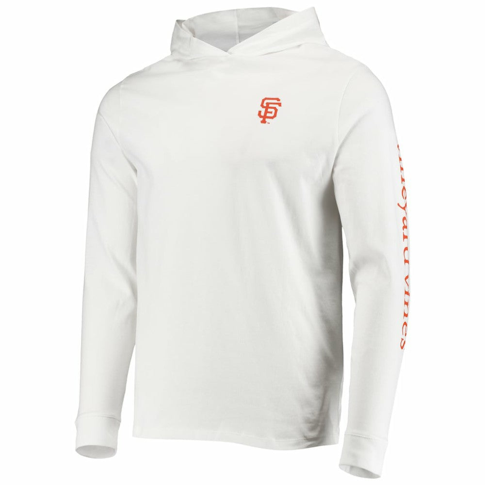 San Francisco Giants Vineyard Vines Long Sleeve Hoodie T-Shirt - White Hoodies