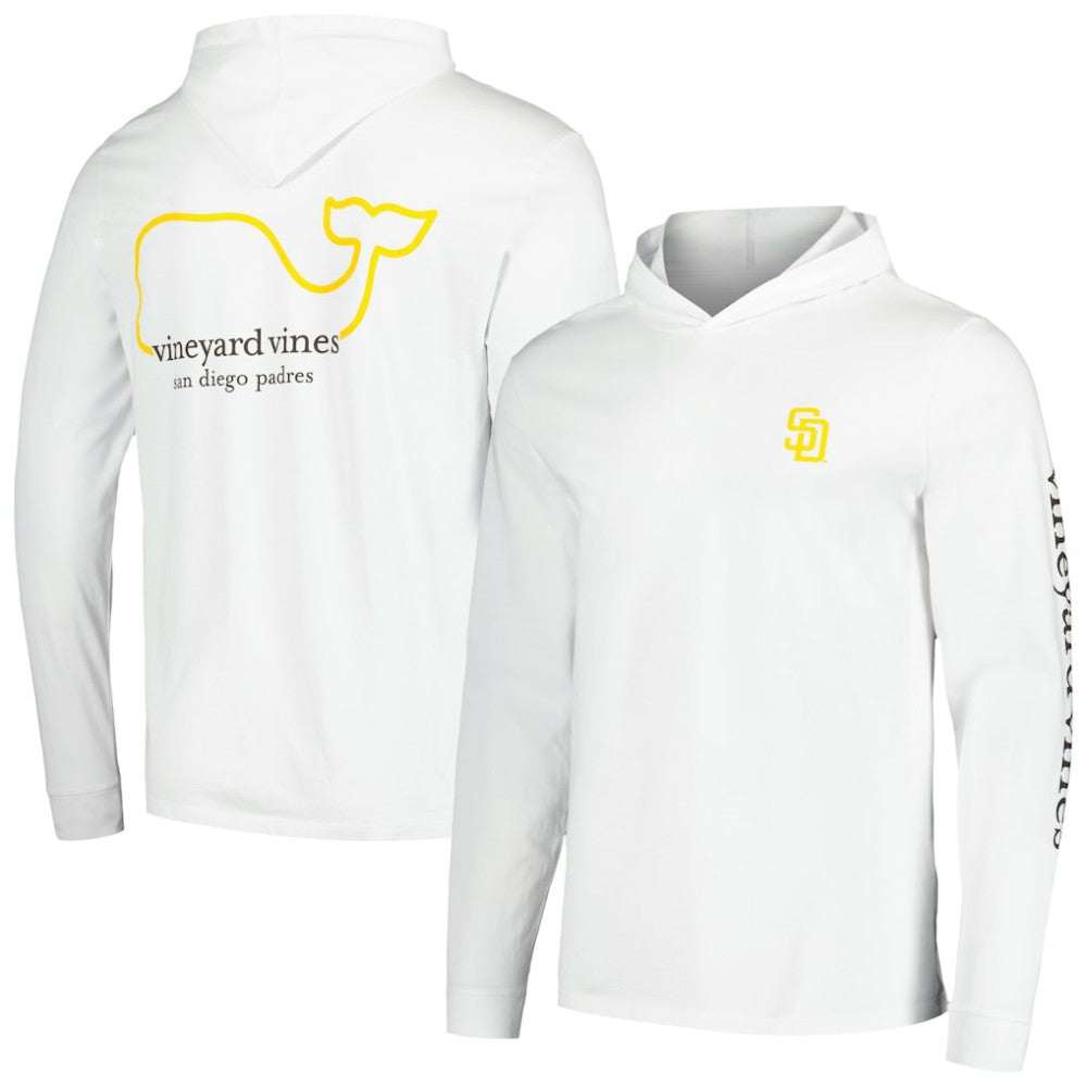 San Diego Padres Vineyard Vines Long Sleeve Hoodie T-Shirt - White Hoodies