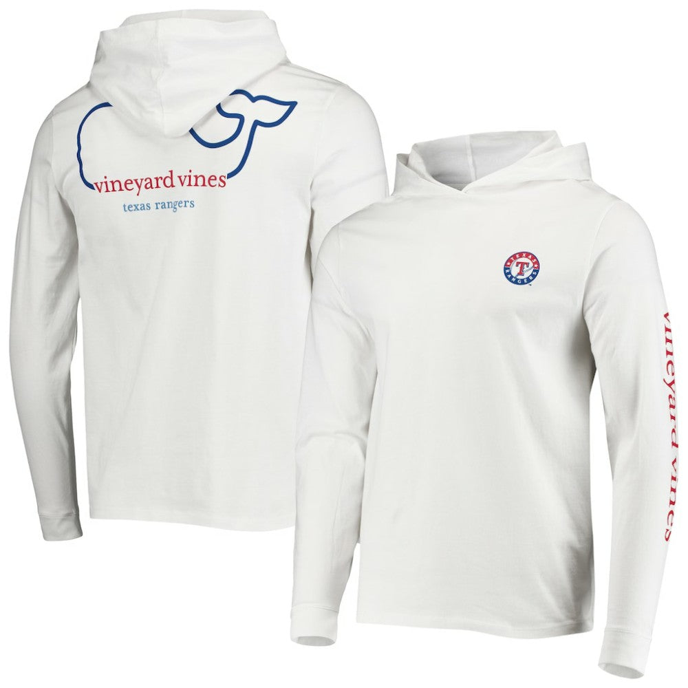 Texas Rangers Vineyard Vines Long Sleeve Hoodie T-Shirt - White Hoodies