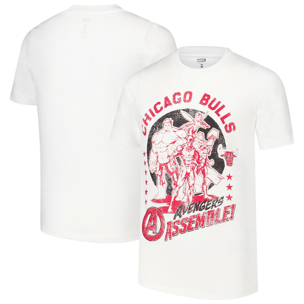 Chicago Bulls Youth NBA x Marvel Avengers Squad T-Shirt White
