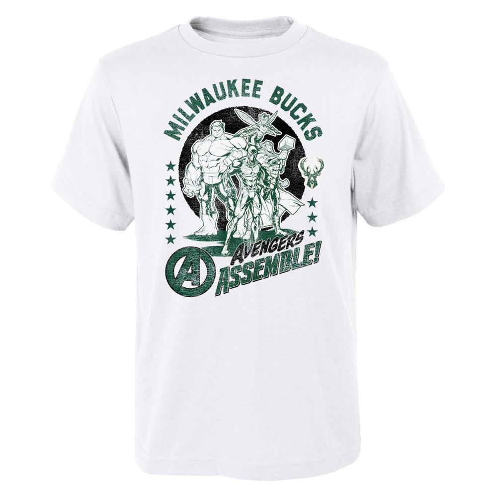 Milwaukee Bucks Youth NBA x Marvel Avengers Squad T-Shirt White
