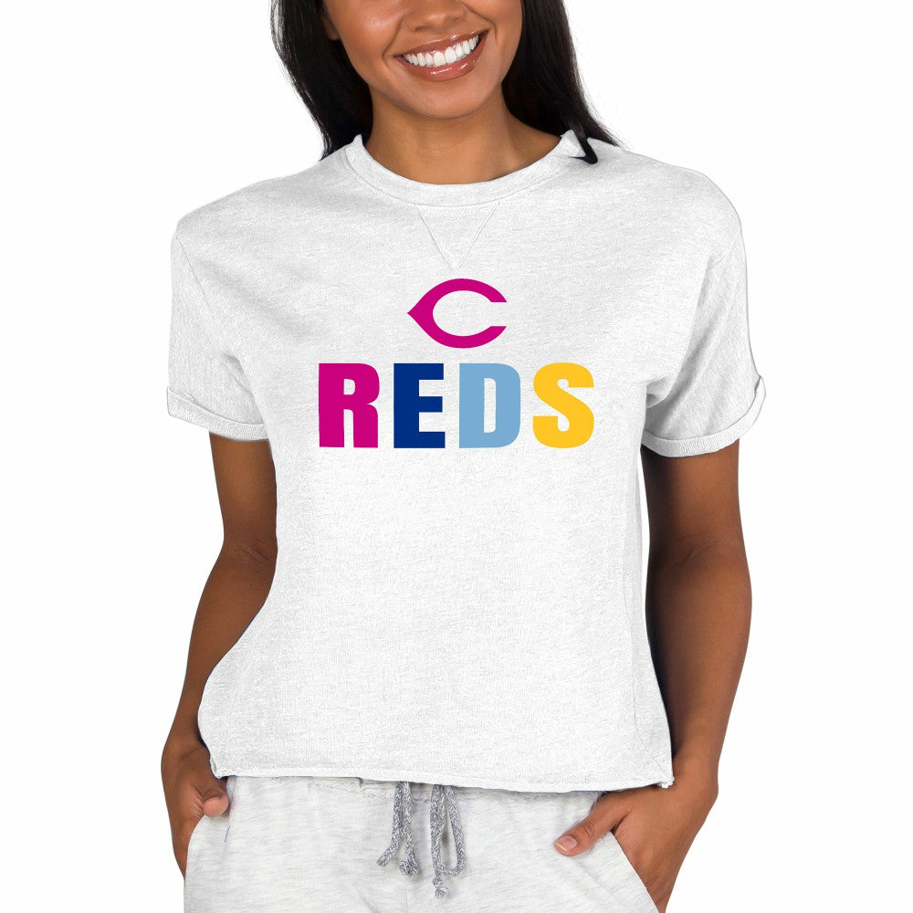Cincinnati Reds Concepts Sport Women's Mainstream Terry Sweatshirt - Oatmeal Sweatshirts