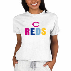 Cincinnati Reds Concepts Sport Women's Mainstream Terry Sweatshirt - Oatmeal Sweatshirts
