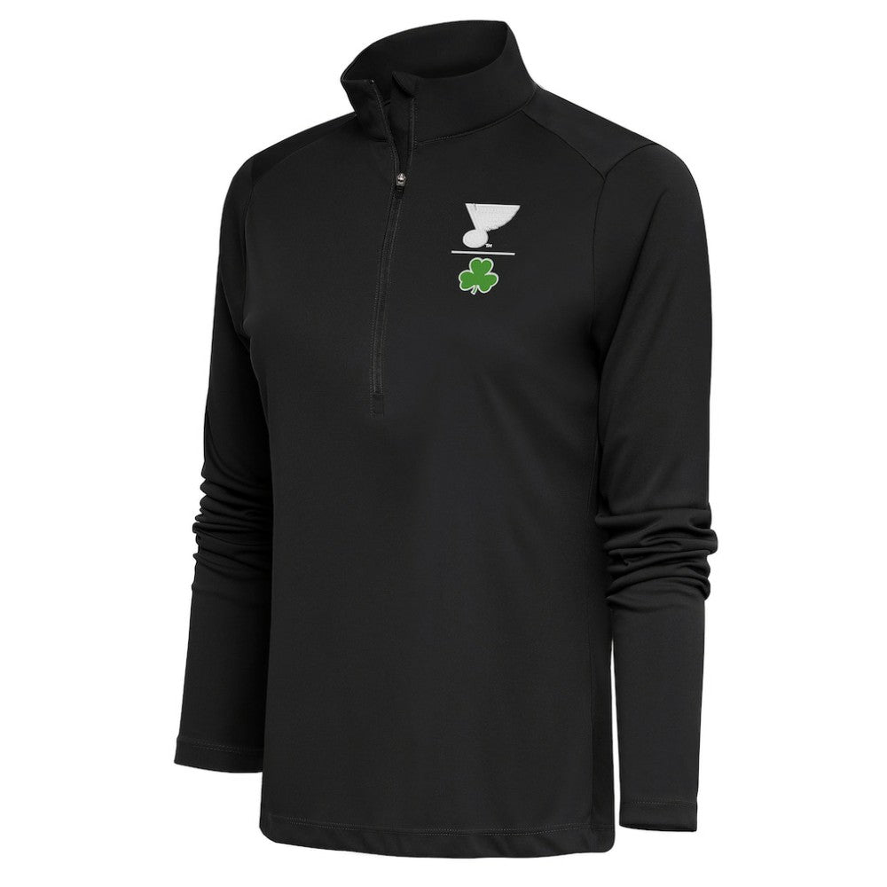 NHL St. Louis Blues Antigua Women's Shamrock Tribute Half-Zip Pullover Top - Charcoal