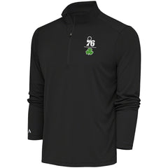 Philadelphia 76ers Antigua Shamrock Tribute Quarter-Zip Pullover Top Charcoal