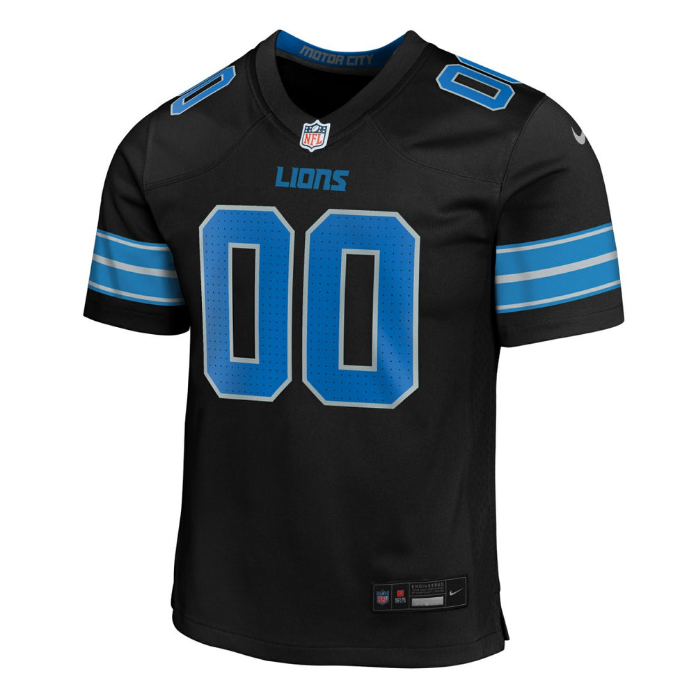 Detroit Lions Youth Alternate Custom Game Jersey Black