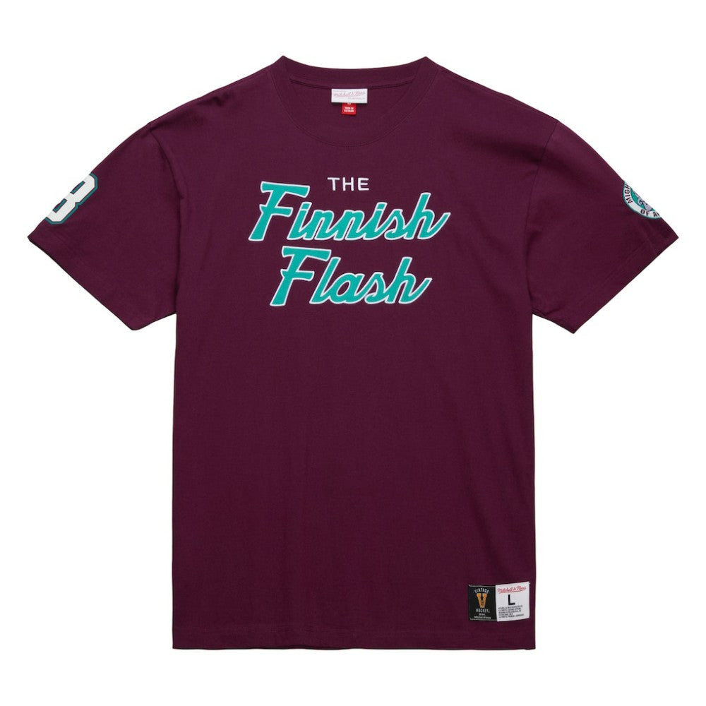 NHL Teemu Selanne Anaheim Ducks Mitchell & Ness Premium Nickname Vintage Logo T-Shirt - Purple