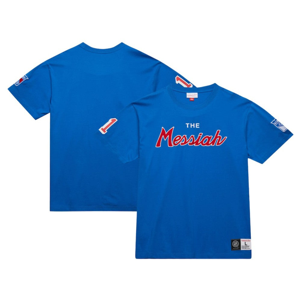 NHL Mark Messier New York Rangers Mitchell & Ness Premium Nickname Vintage Logo T-Shirt - Blue