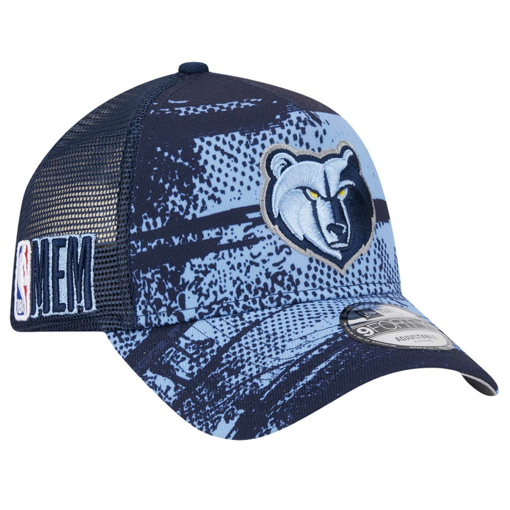 Memphis Grizzlies Tip Off A-Frame Trucker 9FORTY Adjustable Hat Navy/Light Blue