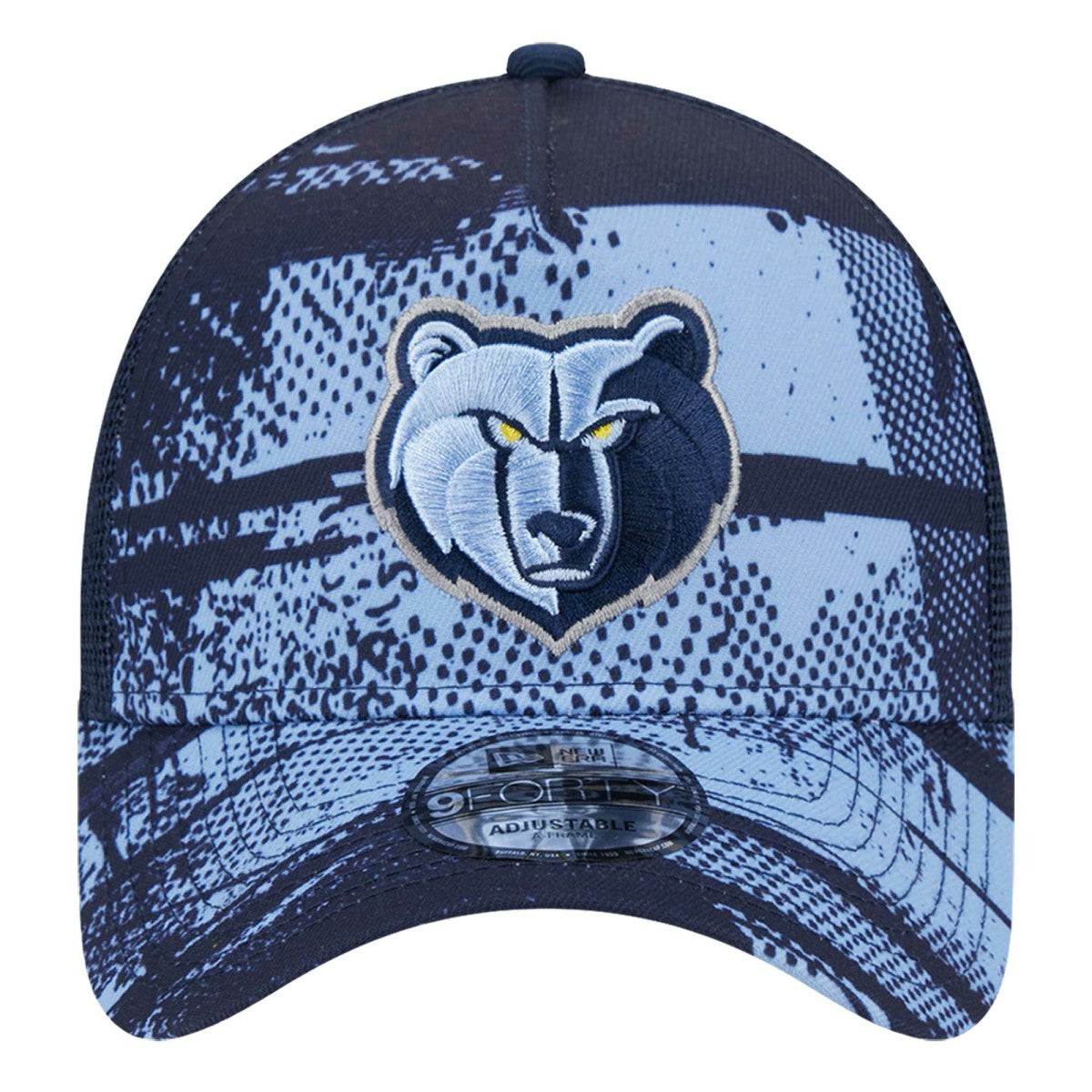 Memphis Grizzlies Tip Off A-Frame Trucker 9FORTY Adjustable Hat Navy/Light Blue