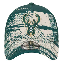Milwaukee Bucks Tip Off A-Frame Trucker 9FORTY Adjustable Hat Hunter Green/Cream