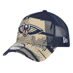 New Orleans Pelicans Tip Off A-Frame Trucker 9FORTY Adjustable Hat Navy/Gold