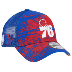 Philadelphia 76ers Tip Off A-Frame Trucker 9FORTY Adjustable Hat Royal/Red
