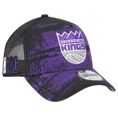 Sacramento Kings Tip Off A-Frame Trucker 9FORTY Adjustable Hat Black/Purple